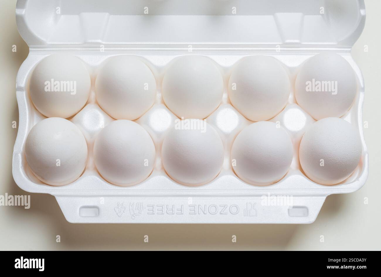 Chicken eggs in the cassette box on a white background Stock Photo - Alamy