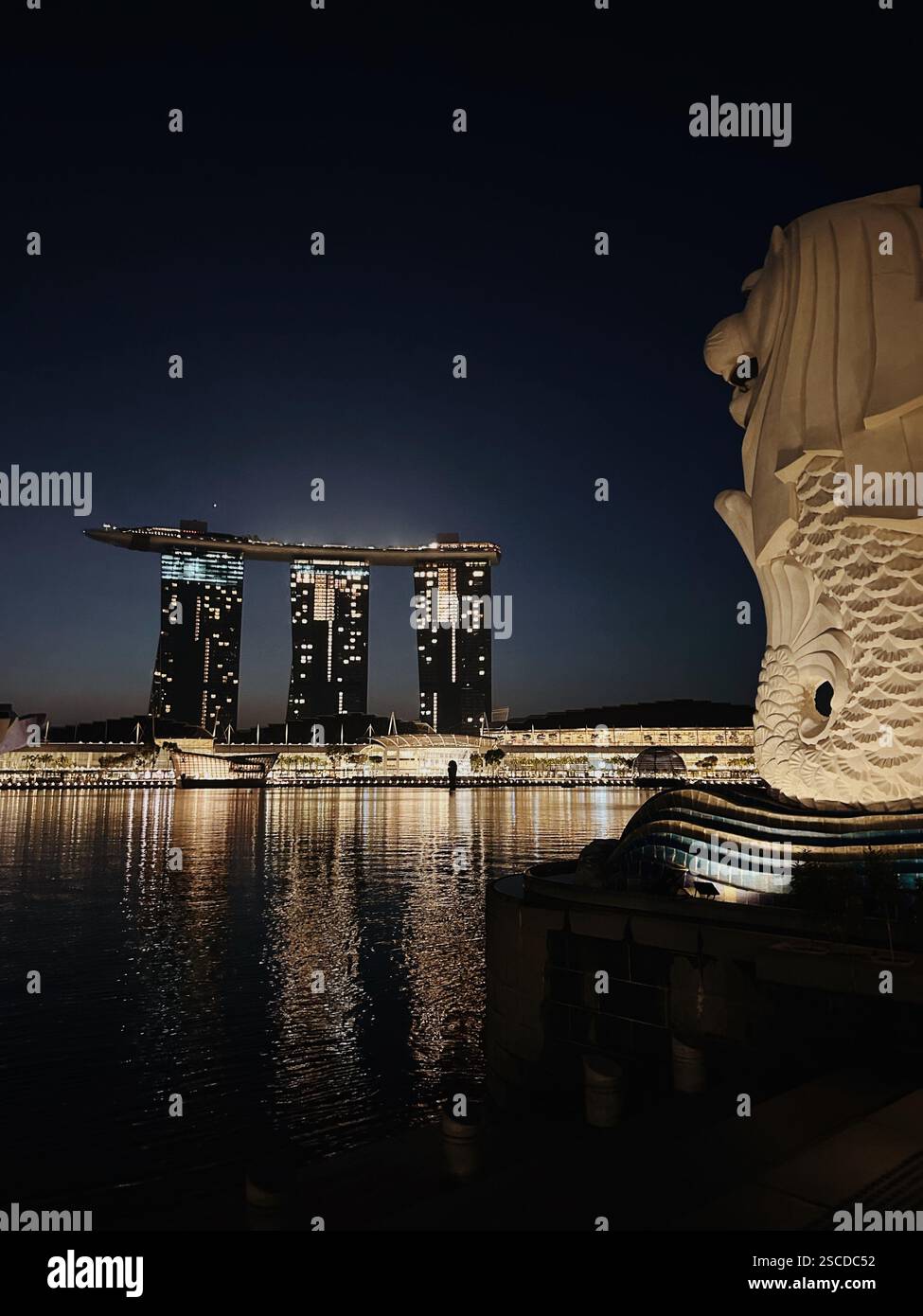 View of Marina Bay Sands from Merlion Park | Singapore - Smartphone Captured Stock Image