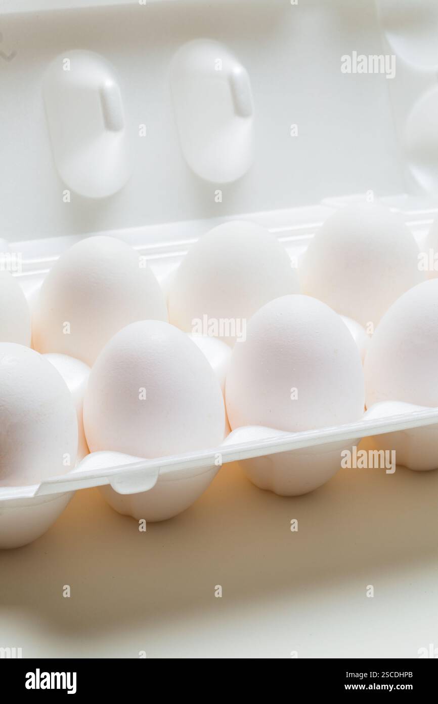 Chicken eggs in the cassette box on a white background Stock Photo - Alamy
