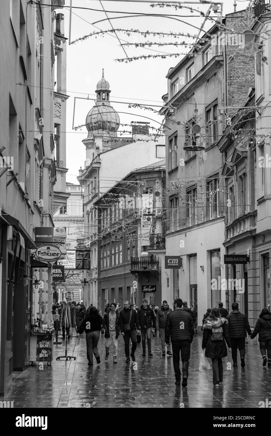 Sarajevo - Bosnia and Herzegovina - 10 FEB 2024: Ferhadija street is ...
