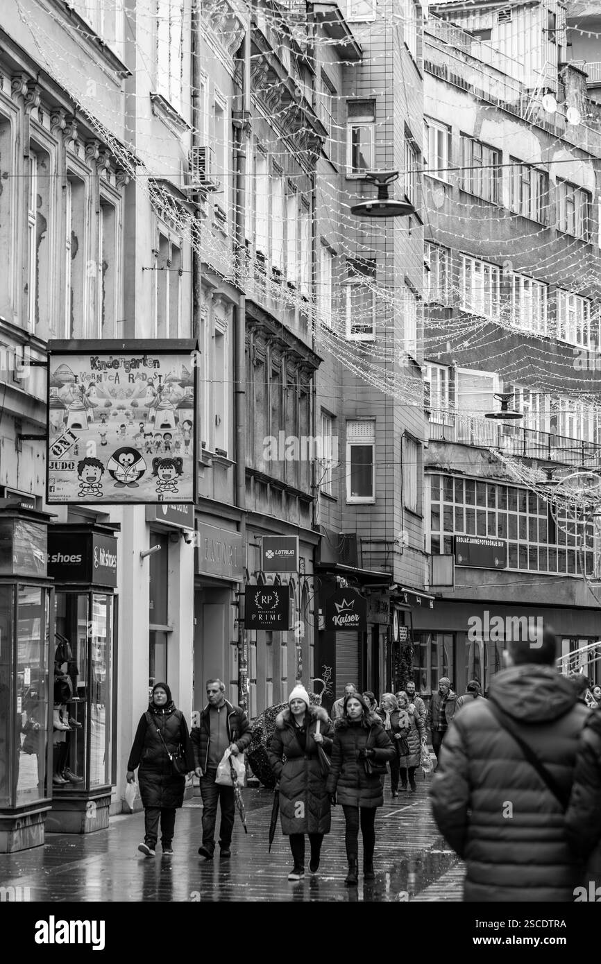 Sarajevo - Bosnia and Herzegovina - 10 FEB 2024: Ferhadija street is ...