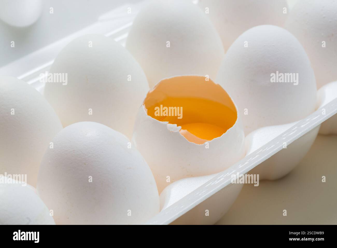 Chicken eggs in the cassette box on a white background Stock Photo - Alamy
