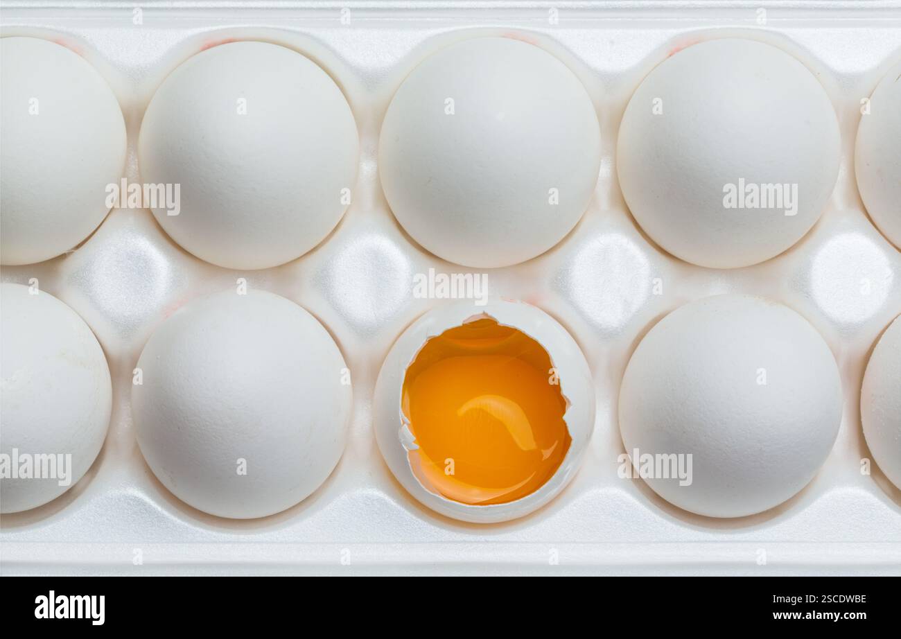 Chicken eggs in the cassette box on a white background Stock Photo - Alamy