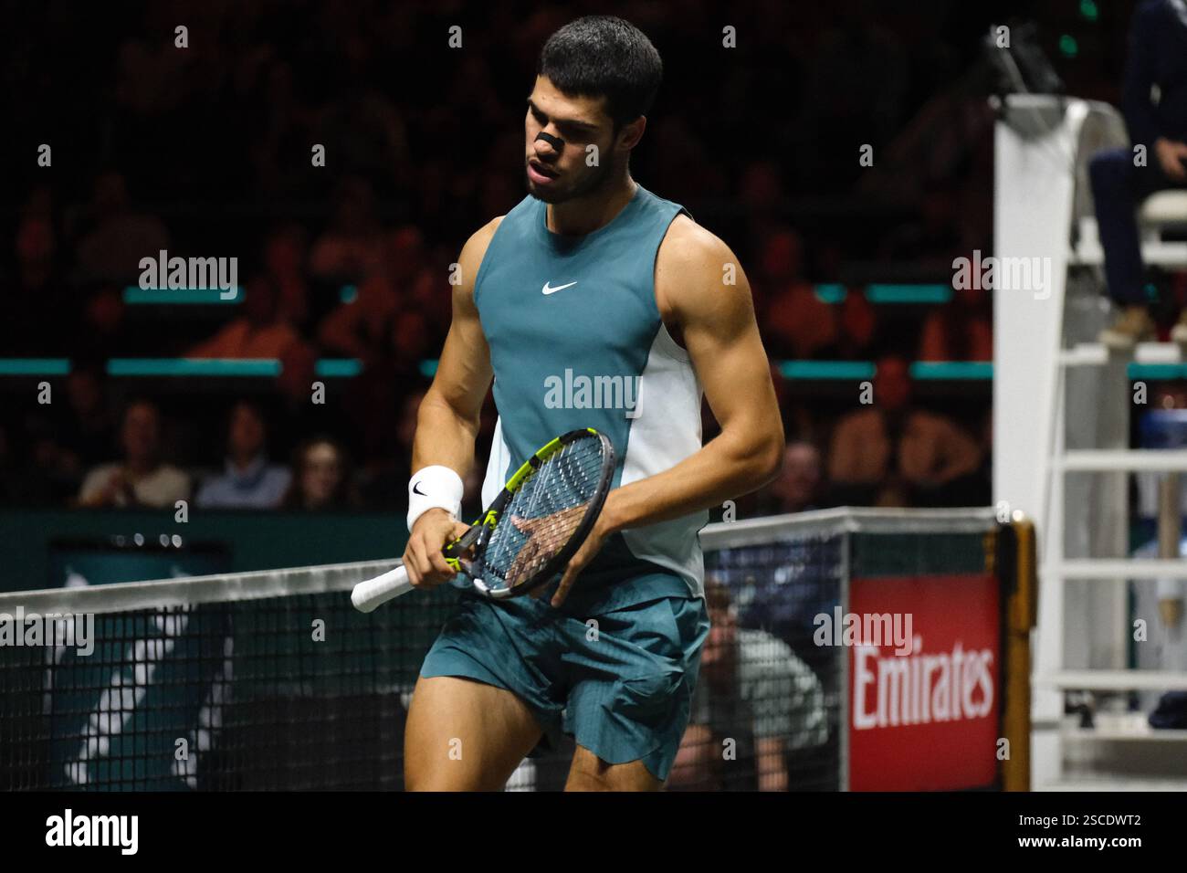 Rotterdam, NL, 06th February, 2025. ROTTERDAM, NETHERLANDS - DAY 4: Carlos Alcaraz (ES) during the Round of 16 at the ABN AMRO OPEN ATP500 against Andrea Vavassori (IT) at Ahoy Arena on February 6, 2025 in Rotterdam, Netherlands. (Photo by Carlo Casalini) Credit: Carlo Casalini/Alamy Live News Stock Photo