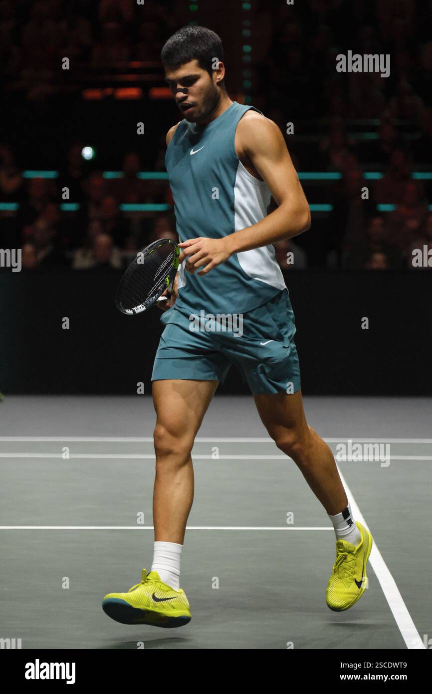 Rotterdam, NL, 06th February, 2025. ROTTERDAM, NETHERLANDS - DAY 4: Carlos Alcaraz (ES) during the Round of 16 at the ABN AMRO OPEN ATP500 against Andrea Vavassori (IT) at Ahoy Arena on February 6, 2025 in Rotterdam, Netherlands. (Photo by Carlo Casalini) Credit: Carlo Casalini/Alamy Live News Stock Photo