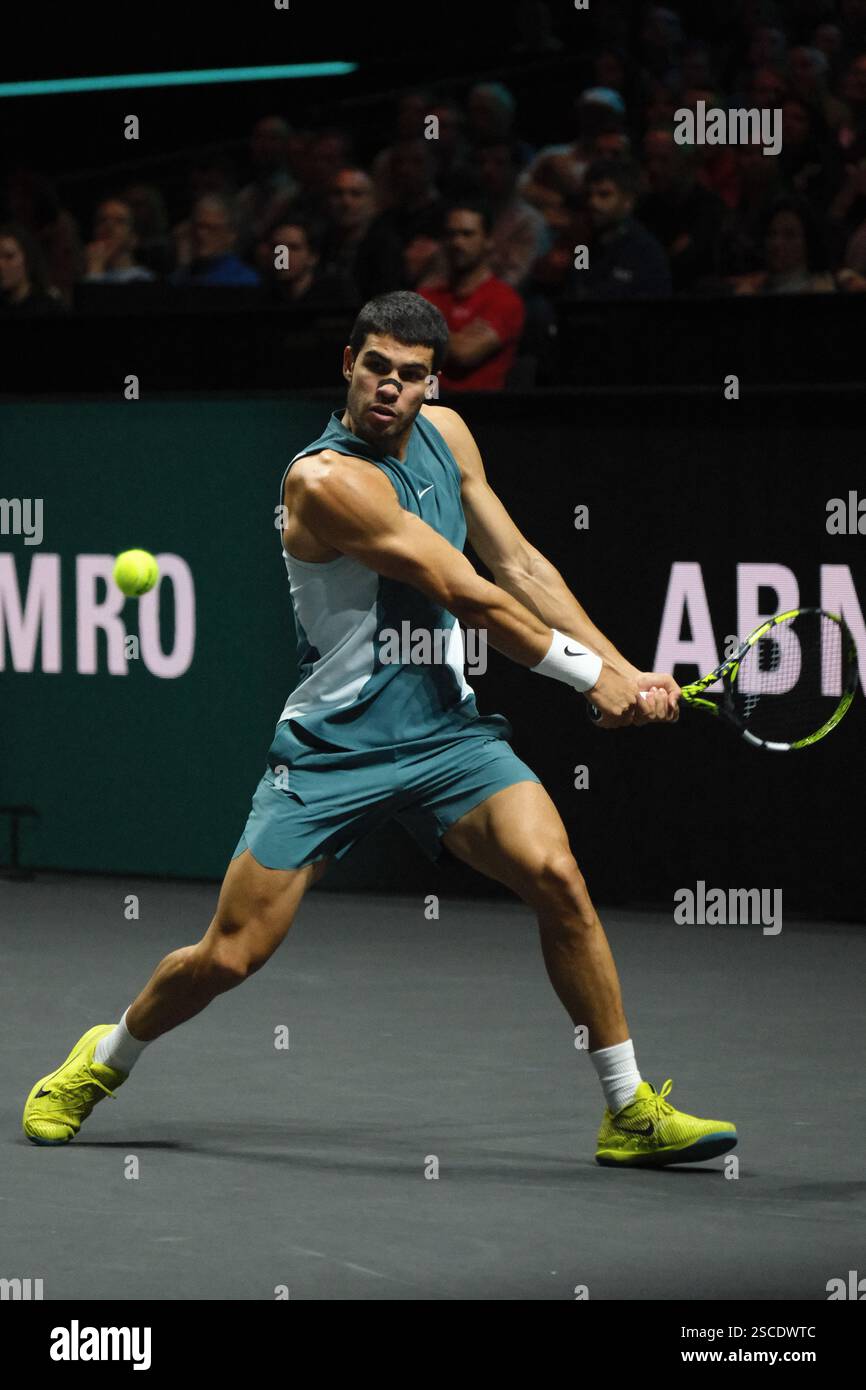 Rotterdam, NL, 06th February, 2025. ROTTERDAM, NETHERLANDS - DAY 4: Carlos Alcaraz (ES) during the Round of 16 at the ABN AMRO OPEN ATP500 against Andrea Vavassori (IT) at Ahoy Arena on February 6, 2025 in Rotterdam, Netherlands. (Photo by Carlo Casalini) Credit: Carlo Casalini/Alamy Live News Stock Photo