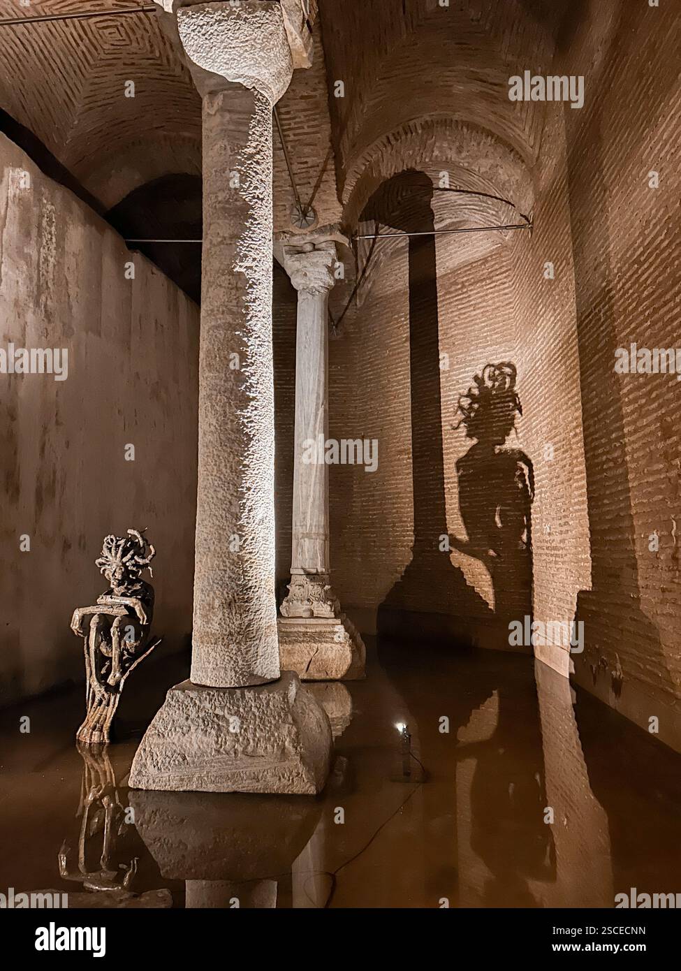 Medusa Statue in Basilica Cistern | Istanbul, Turkey - Smartphone Captured Stock Image