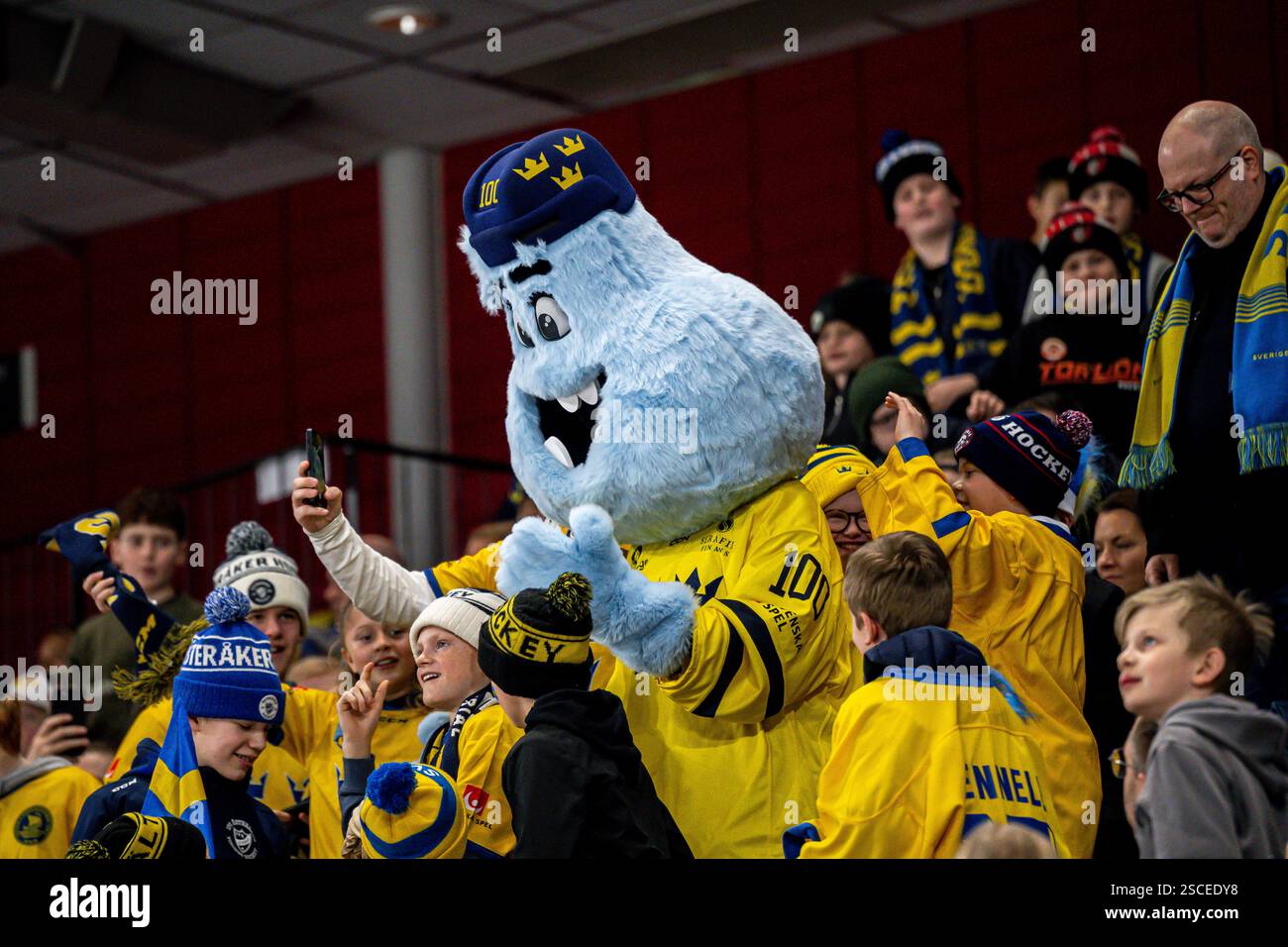 250206 Fans take pictures with the IIHF 2025 Stockholm Ice Hockey World