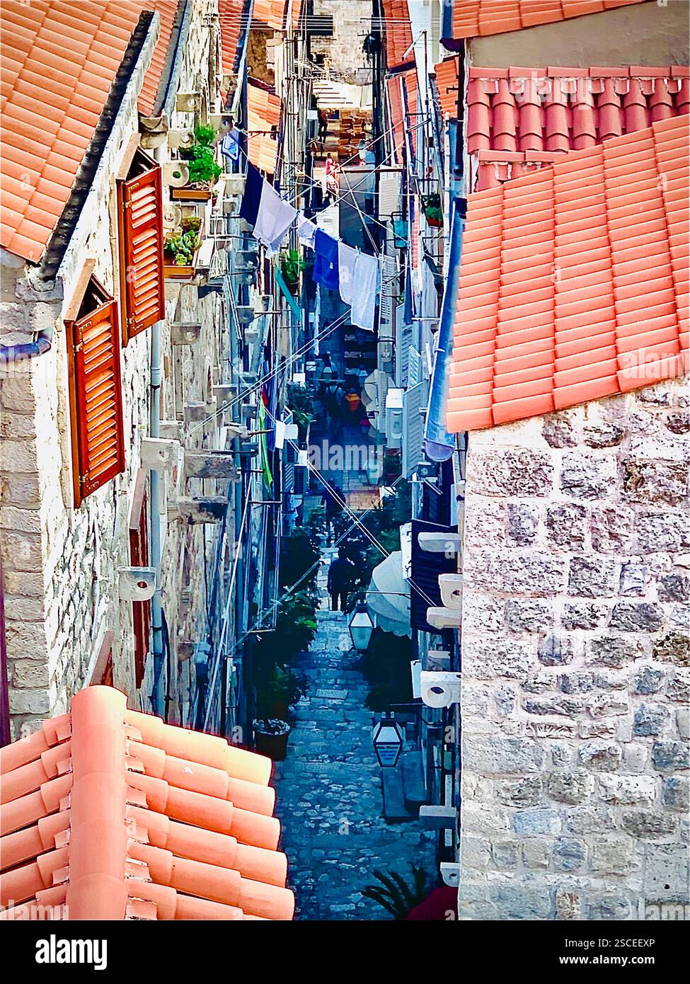 Narrow streets of Dubrovnik - Smartphone Captured Stock Image
