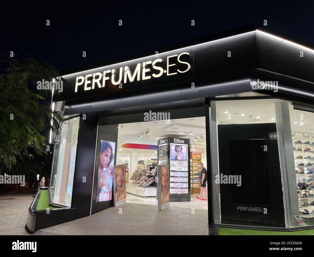 Perfumes.ES Store in Costa Adeje. Tenerife, Canary Islands, Spain. 15th January 2025. - Smartphone Captured Stock Image