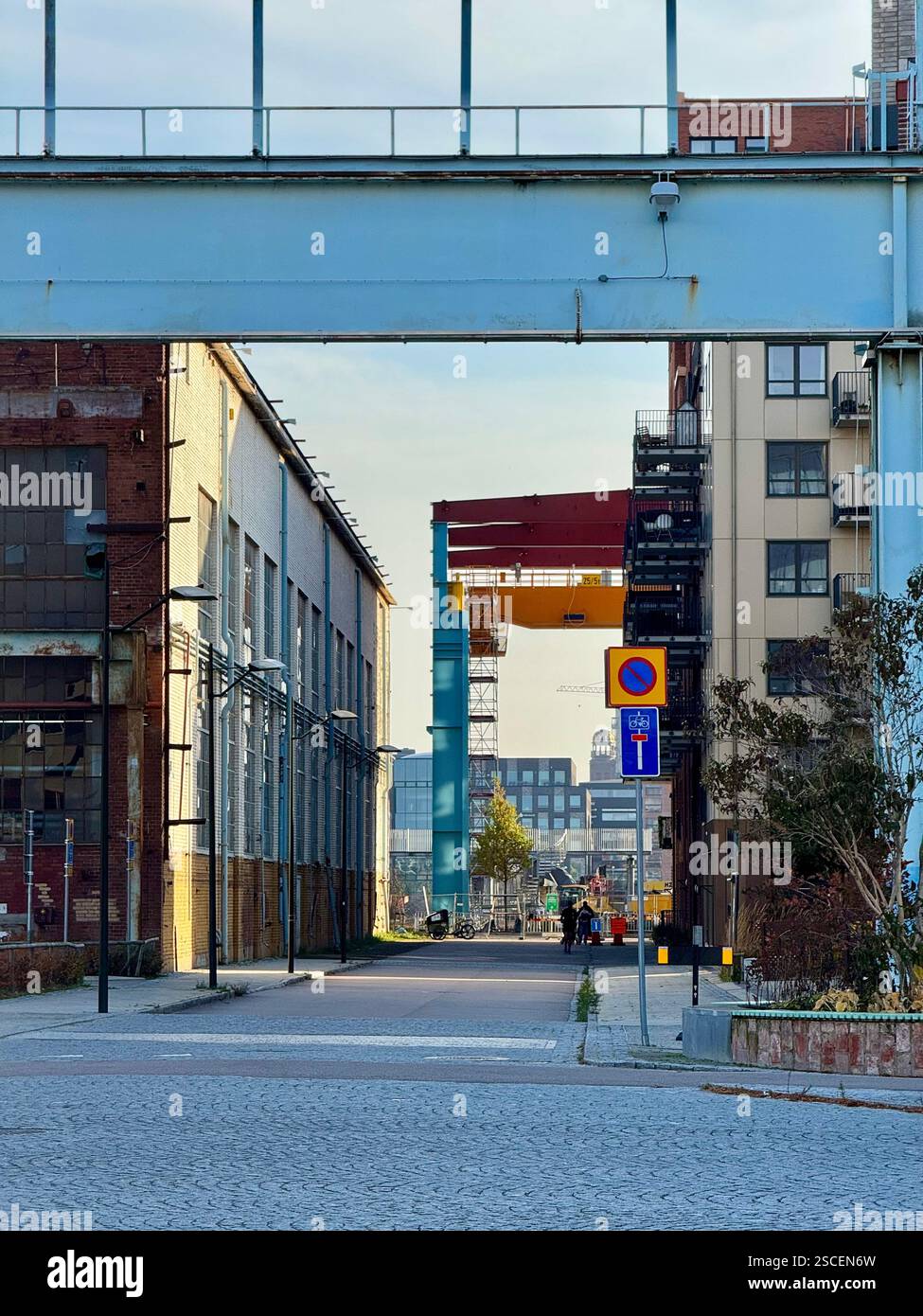 From industry to sustainability: Malmö’s transformed neighborhood blends recycled materials, Scandinavian design, and eco-friendly urban living. - Smartphone Captured Stock Image