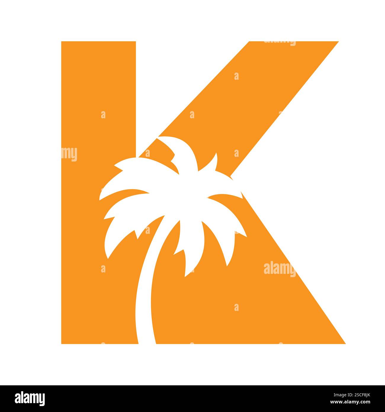 Initial Palm Tree On Letter K Stock Vector