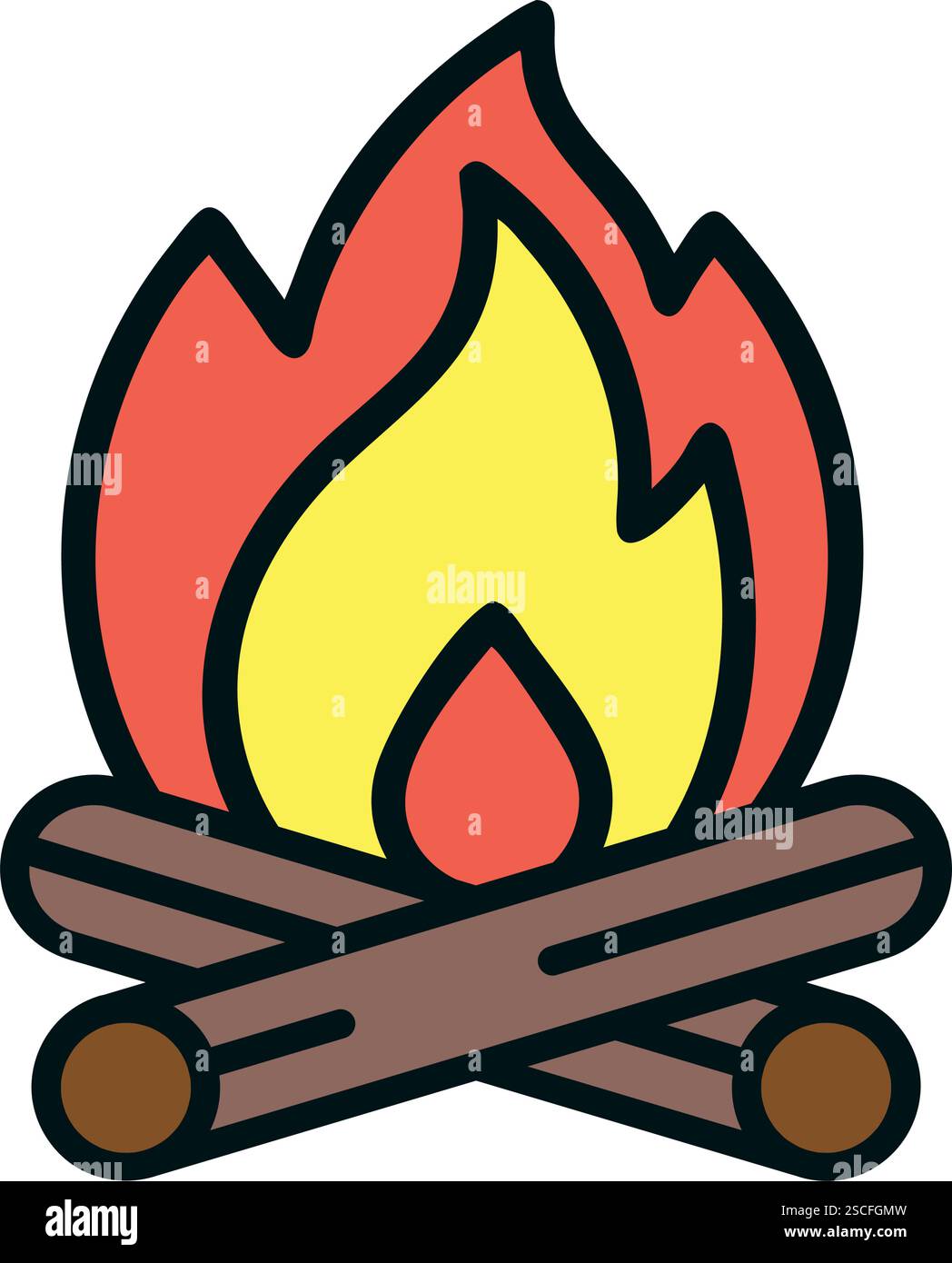Campfire with burning logs illustration Stock Vector Image & Art - Alamy
