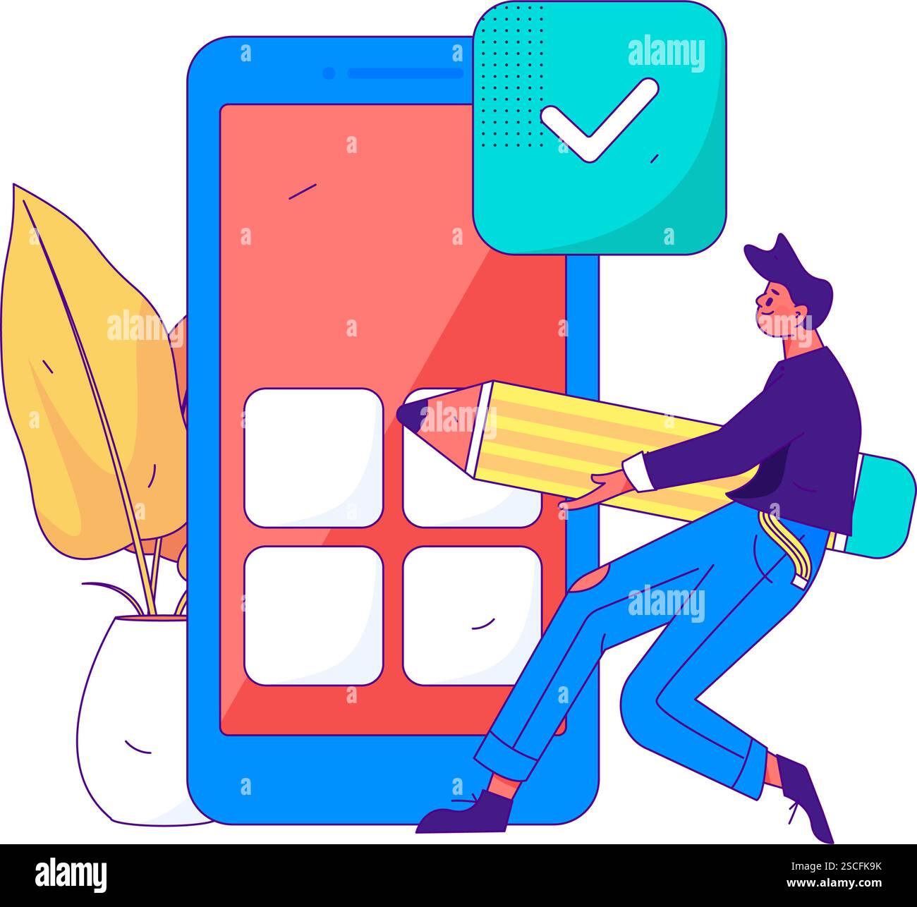Check-in character flat vector concept operation hand-drawn ...