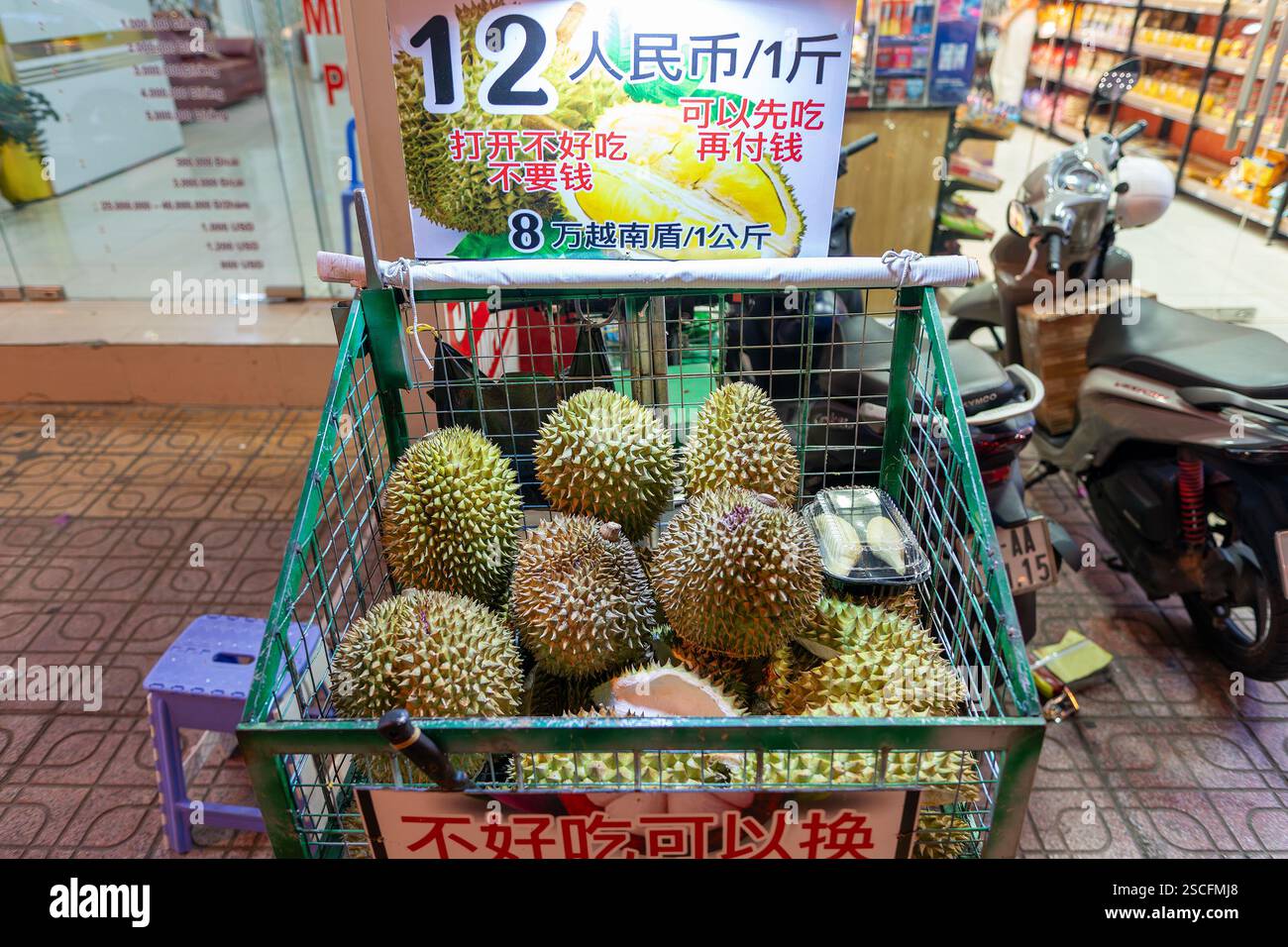 Durian fruit sold at outdoor market in Thailand, Bangkok Stock Photo - Alamy