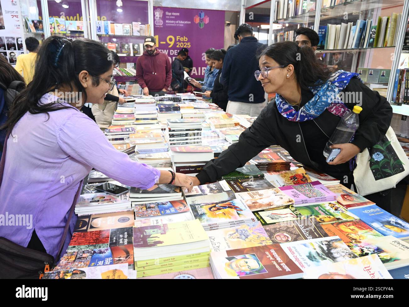 NEW DELHI, INDIA FEBRUARY 6 Booklovers visit and reading Books