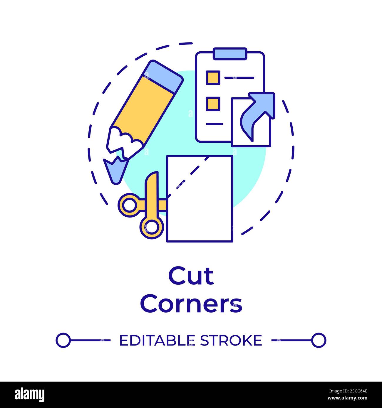 Cut corners multi color concept icon Stock Vector