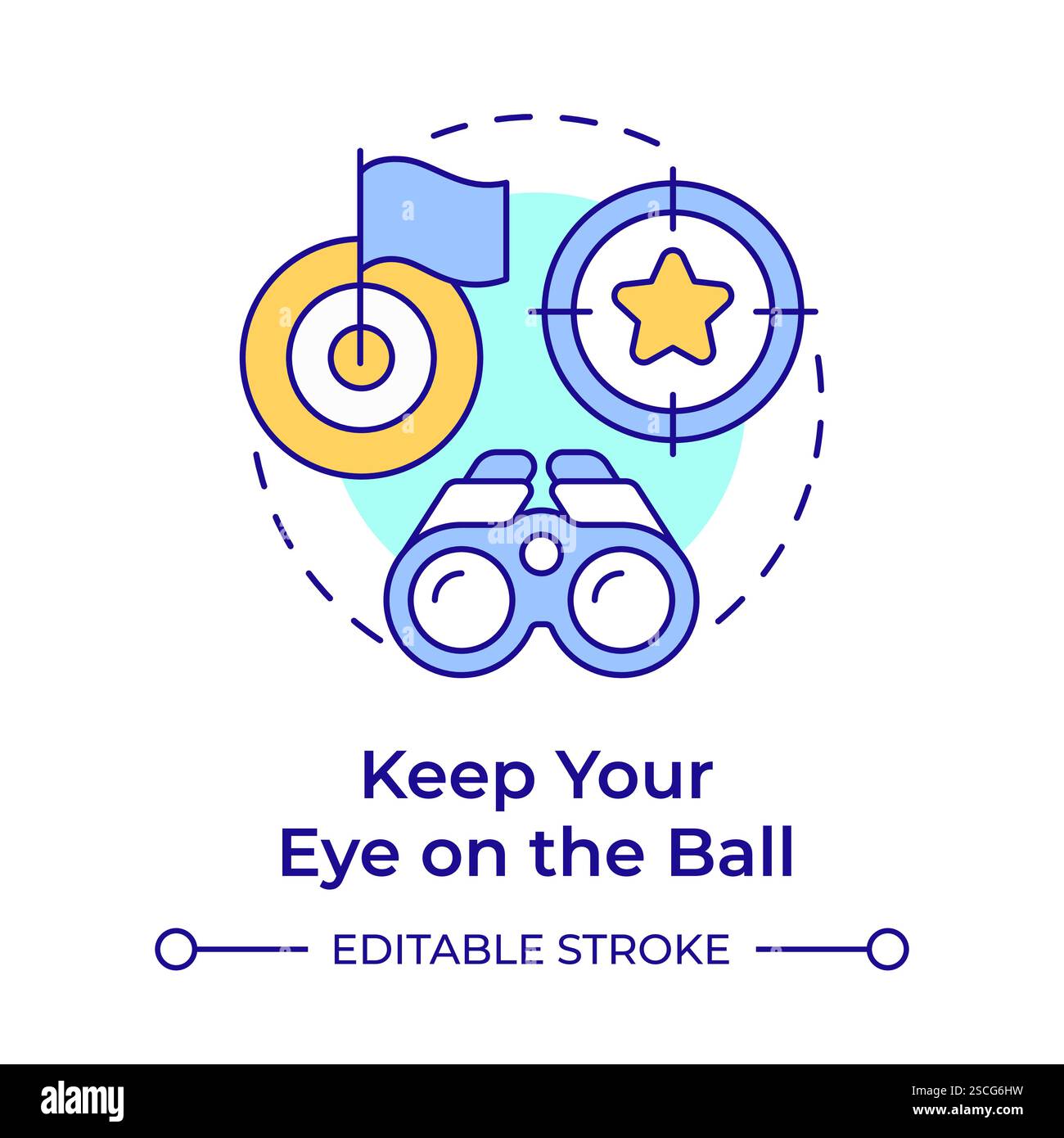 Keep eye on ball multi color concept icon Stock Vector