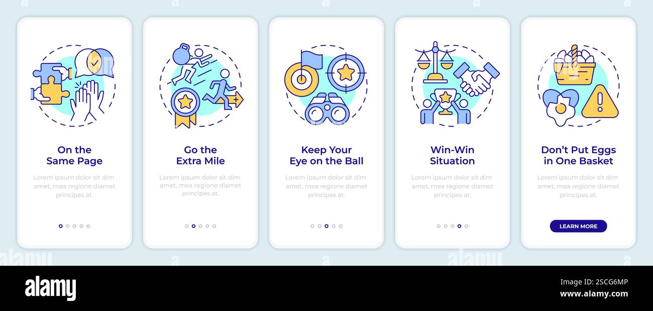 Teamwork leadership onboarding mobile app screen Stock Vector Image ...