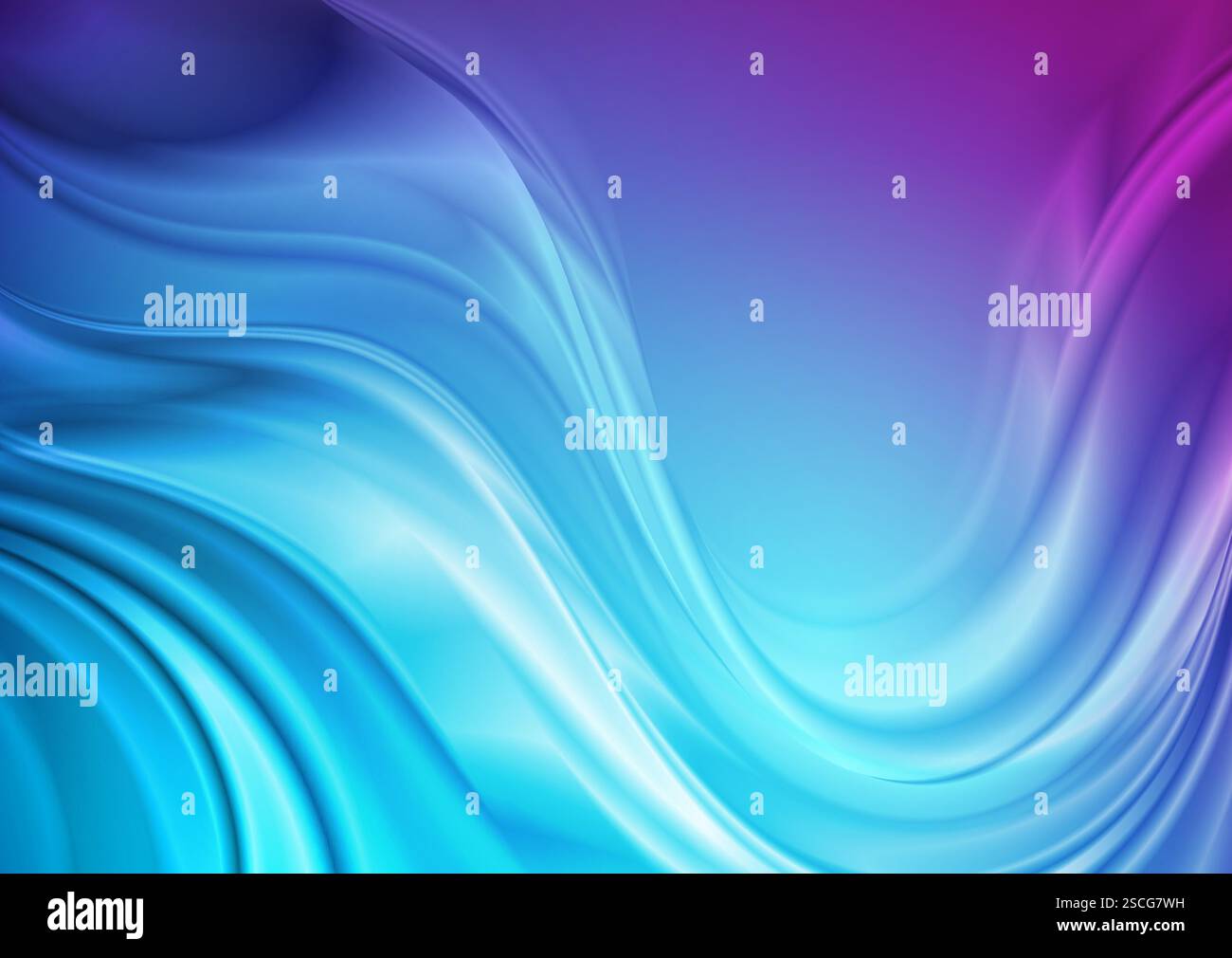 Blue and violet glossy blurred curved waves abstract background. Vector design Stock Vector