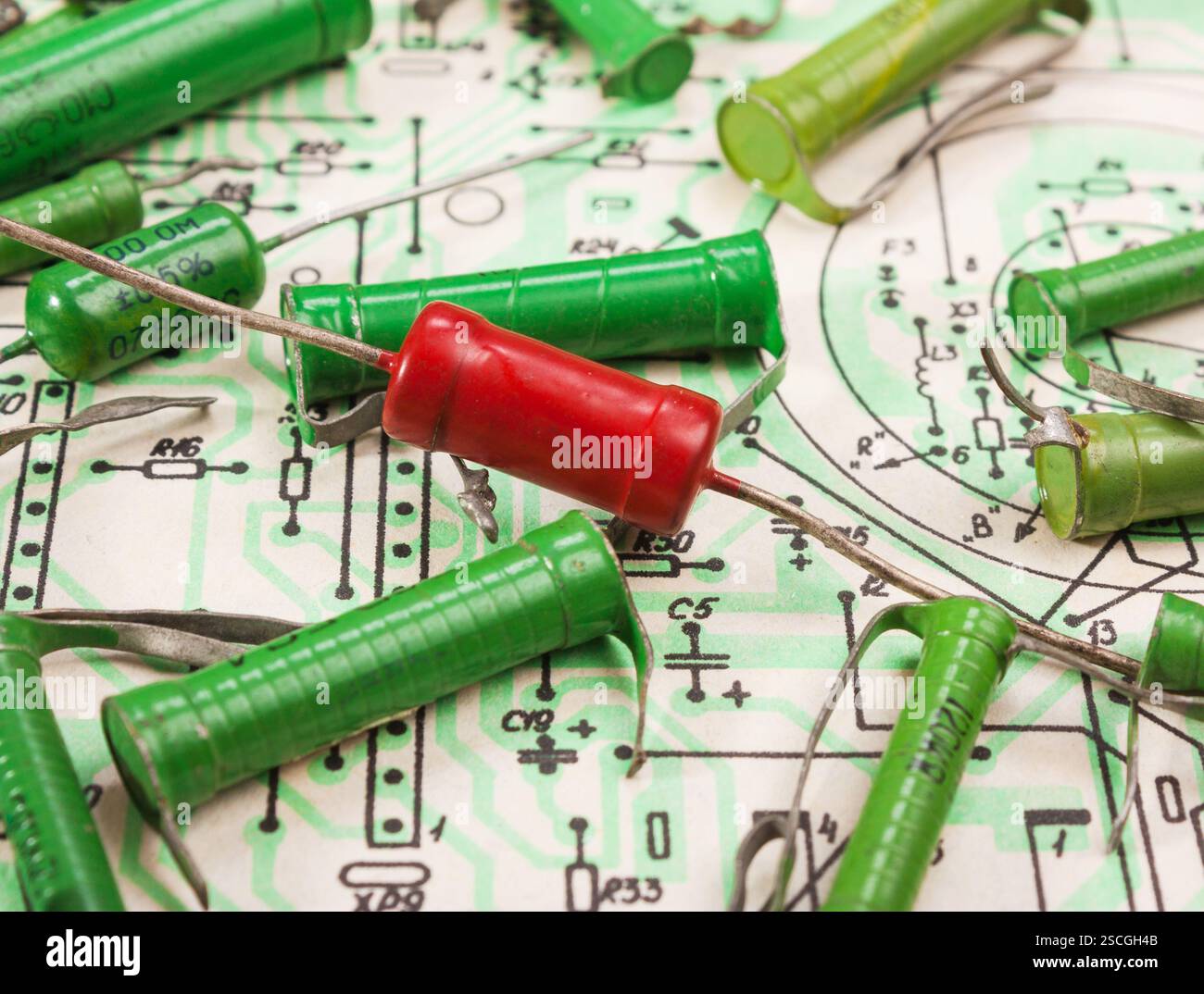 Radio components laid out on the electronic circuit Stock Photo - Alamy