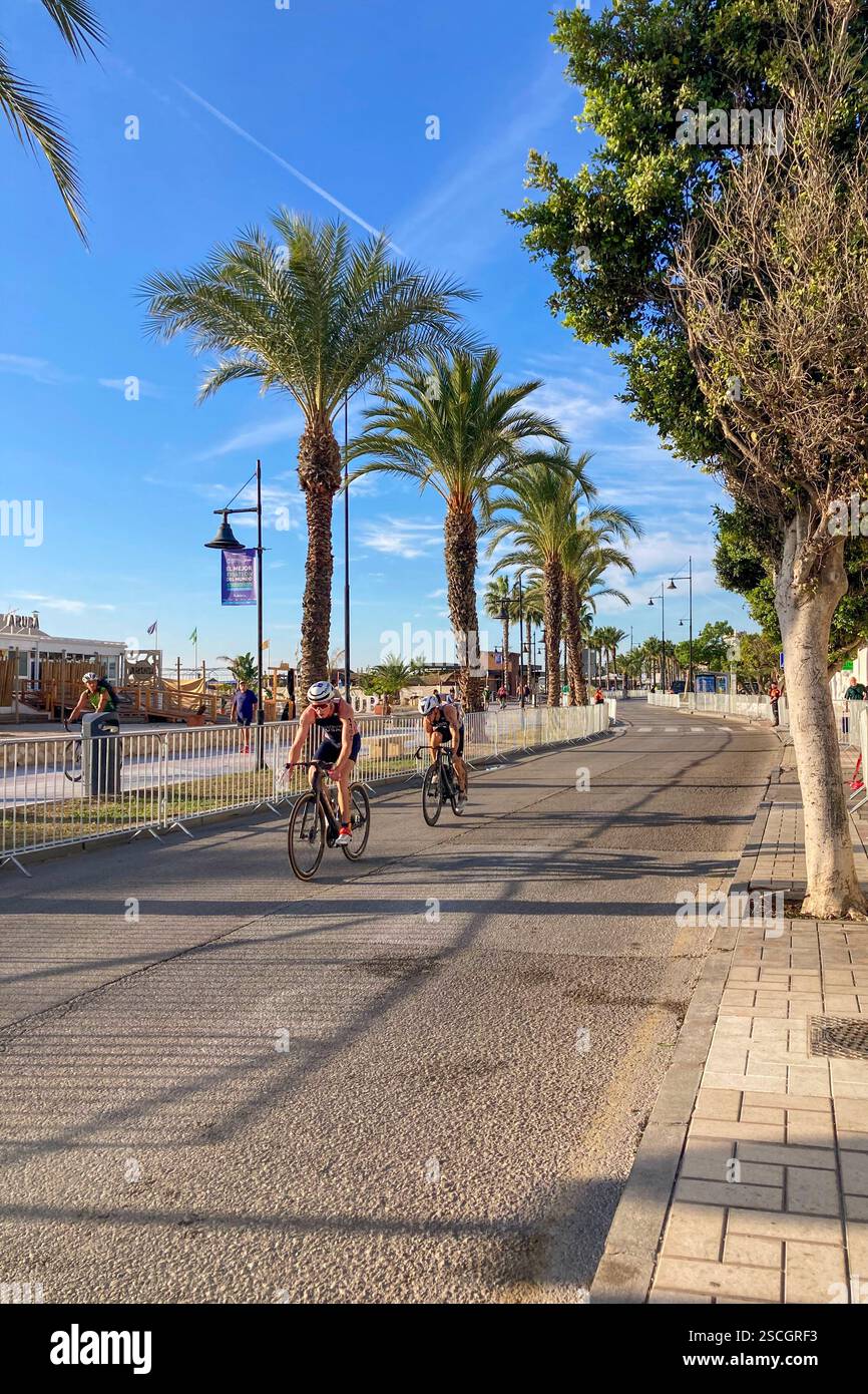 TORREMOLINOS, SPAIN - OCTOBER 20, 2024: World Triathlon Championships final, paralympians in Torremolinos, Spain on October 20, 2024 - Smartphone Captured Stock Image