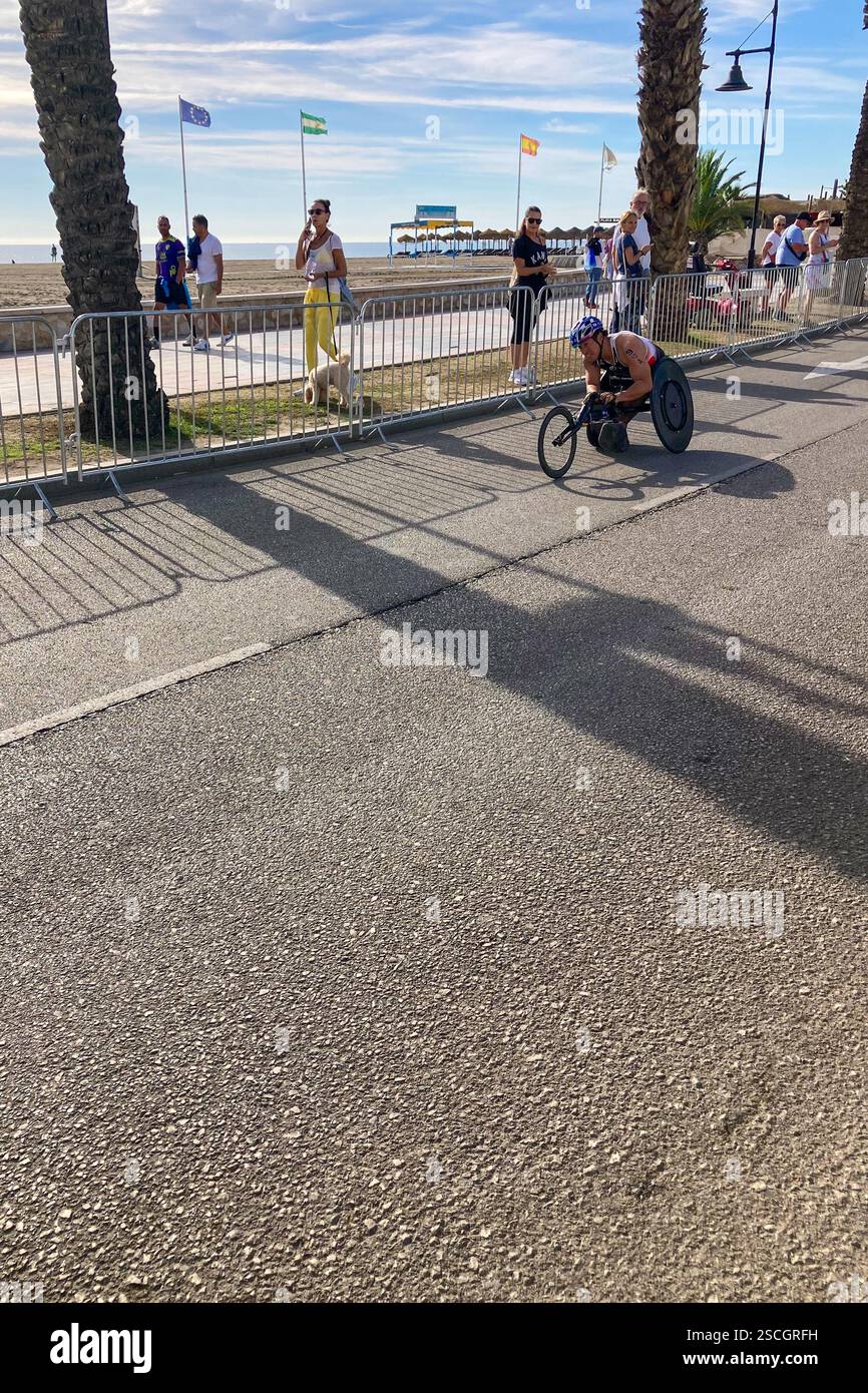 TORREMOLINOS, SPAIN - OCTOBER 20, 2024: World Triathlon Championships final, paralympians in Torremolinos, Spain on October 20, 2024 - Smartphone Captured Stock Image