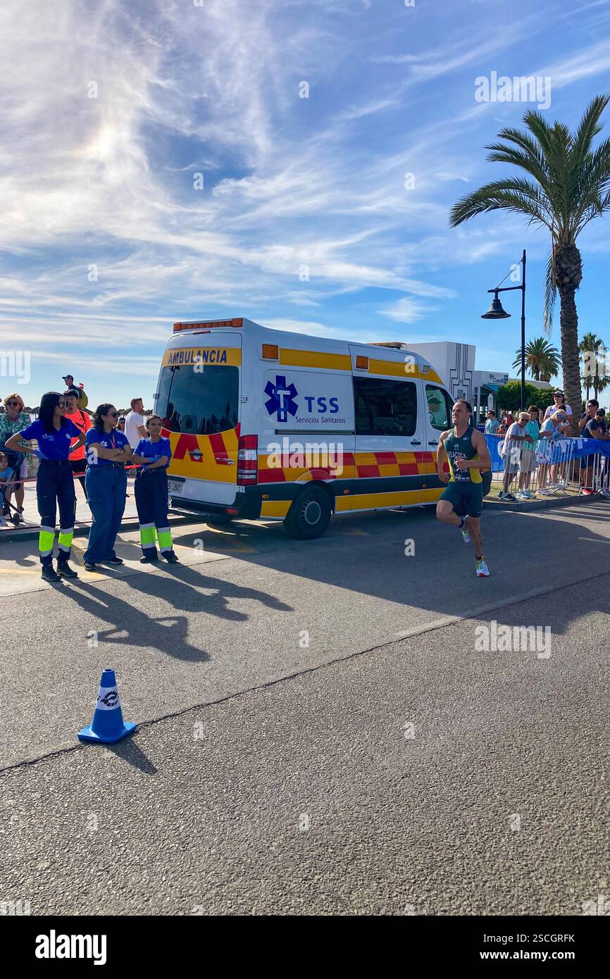 TORREMOLINOS, SPAIN - OCTOBER 20, 2024: World Triathlon Championships final, paralympians in Torremolinos, Spain on October 20, 2024 - Smartphone Captured Stock Image
