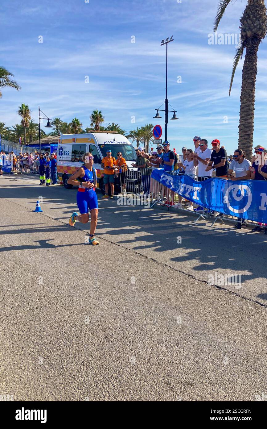 TORREMOLINOS, SPAIN - OCTOBER 20, 2024: World Triathlon Championships final, paralympians in Torremolinos, Spain on October 20, 2024 - Smartphone Captured Stock Image