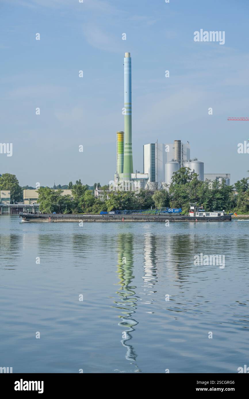 Kraftwerke Mainz-Wiesbaden KMW, Komplex auf der Ingelheimer Aue, Mainz, Rheinland-Pfalz, Deutschland Stock Photo