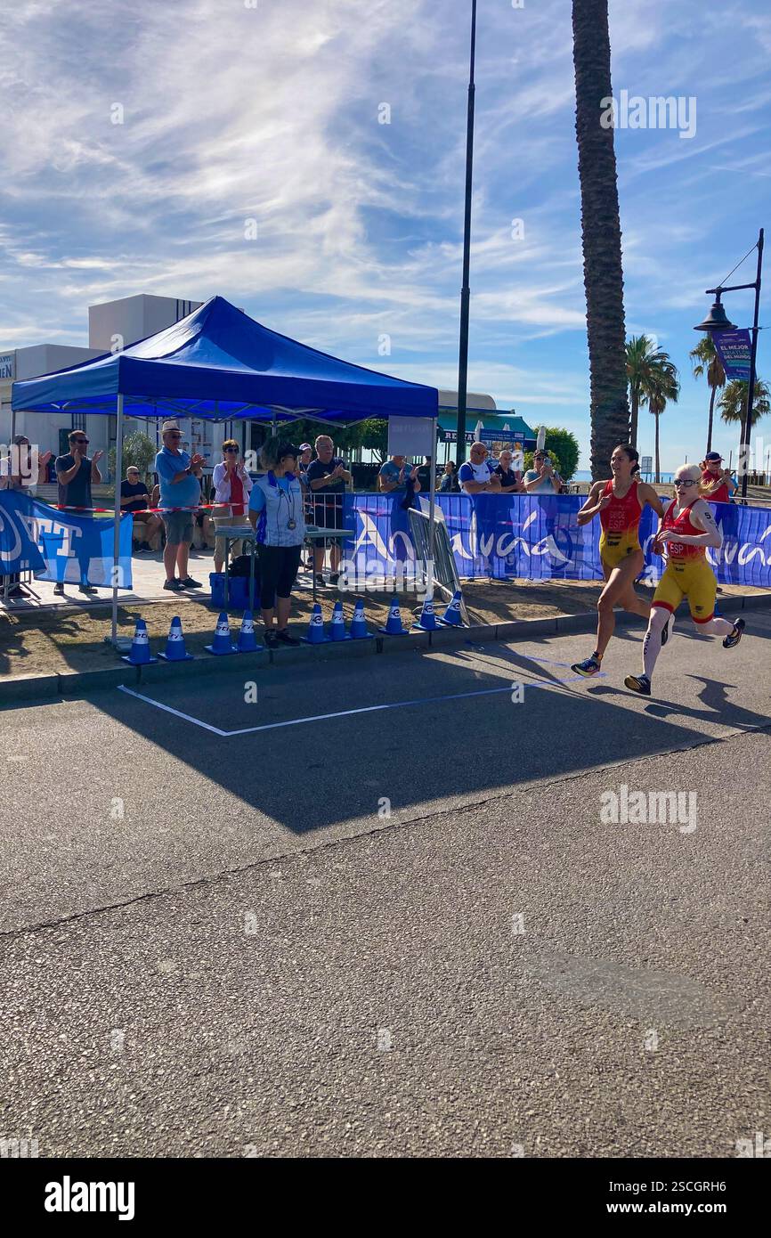 TORREMOLINOS, SPAIN - OCTOBER 20, 2024: World Triathlon Championships final, paralympians in Torremolinos, Spain on October 20, 2024 - Smartphone Captured Stock Image