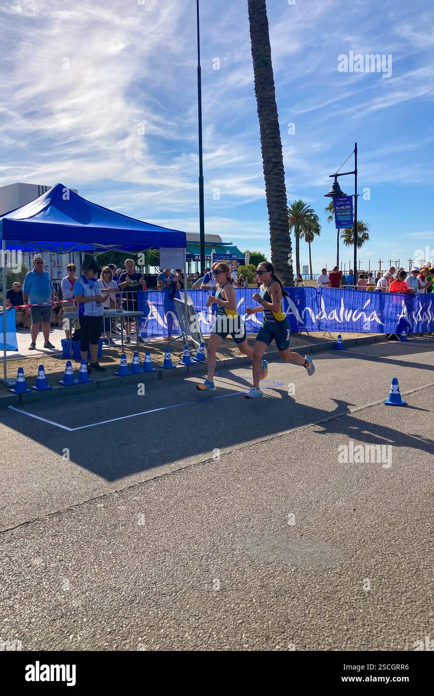 TORREMOLINOS, SPAIN - OCTOBER 20, 2024: World Triathlon Championships final, paralympians in Torremolinos, Spain on October 20, 2024 - Smartphone Captured Stock Image