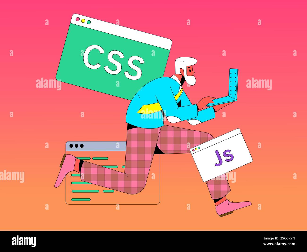 Programming teaching development flat character vector concept ...