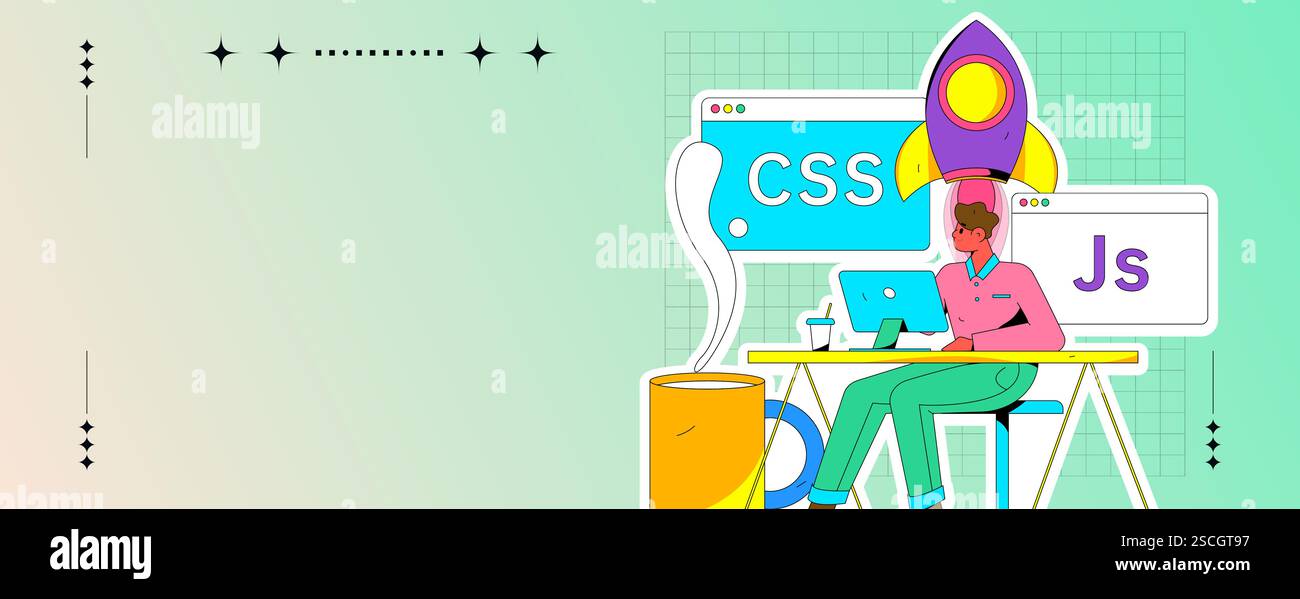 Programming teaching development flat character vector concept ...