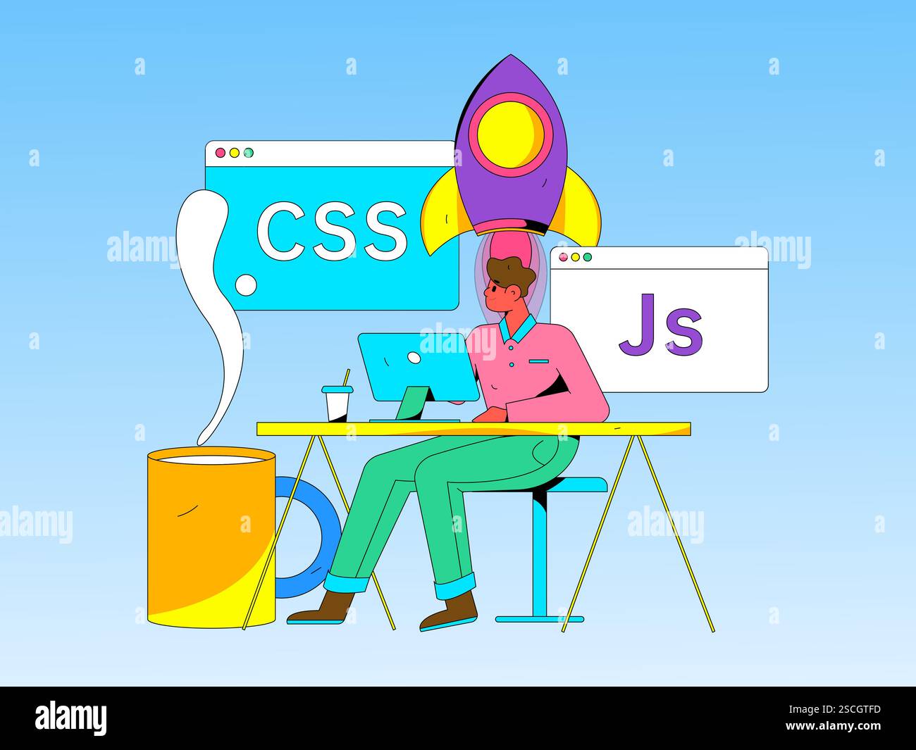 Programming teaching development flat character vector concept ...