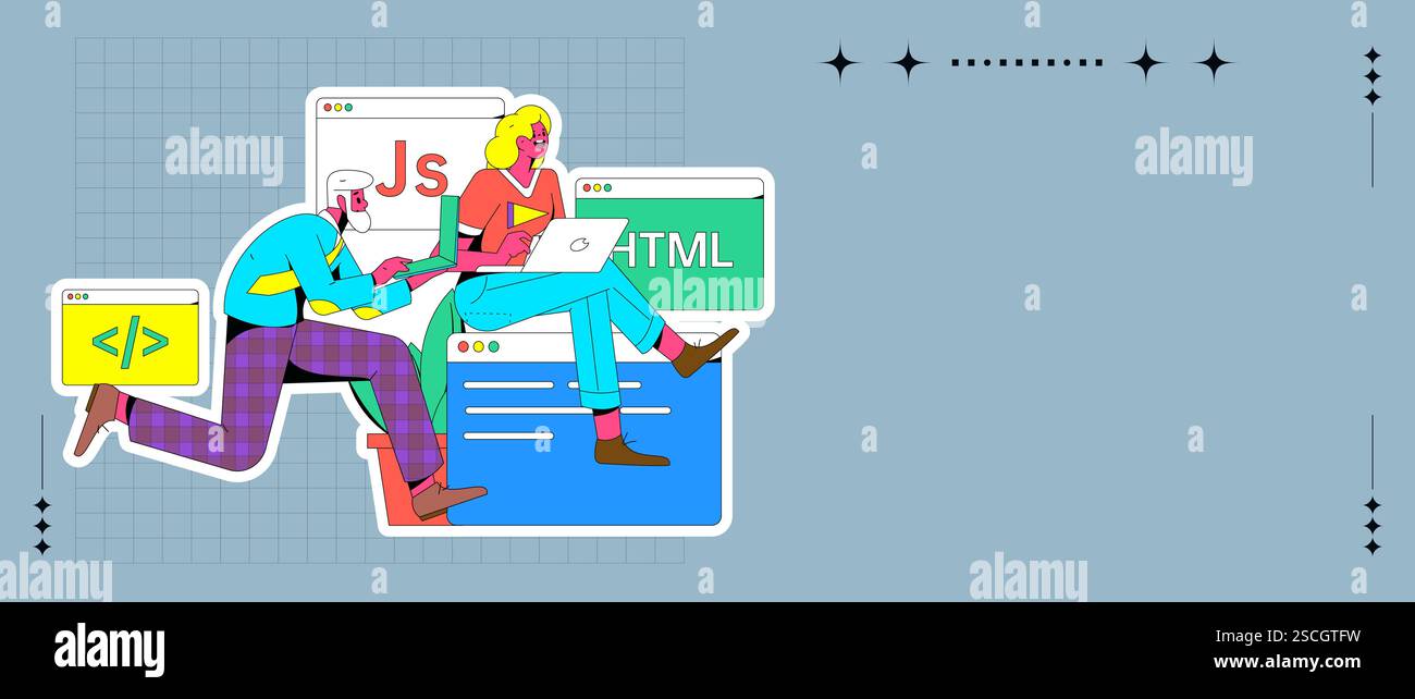 Programming teaching development flat character vector concept ...