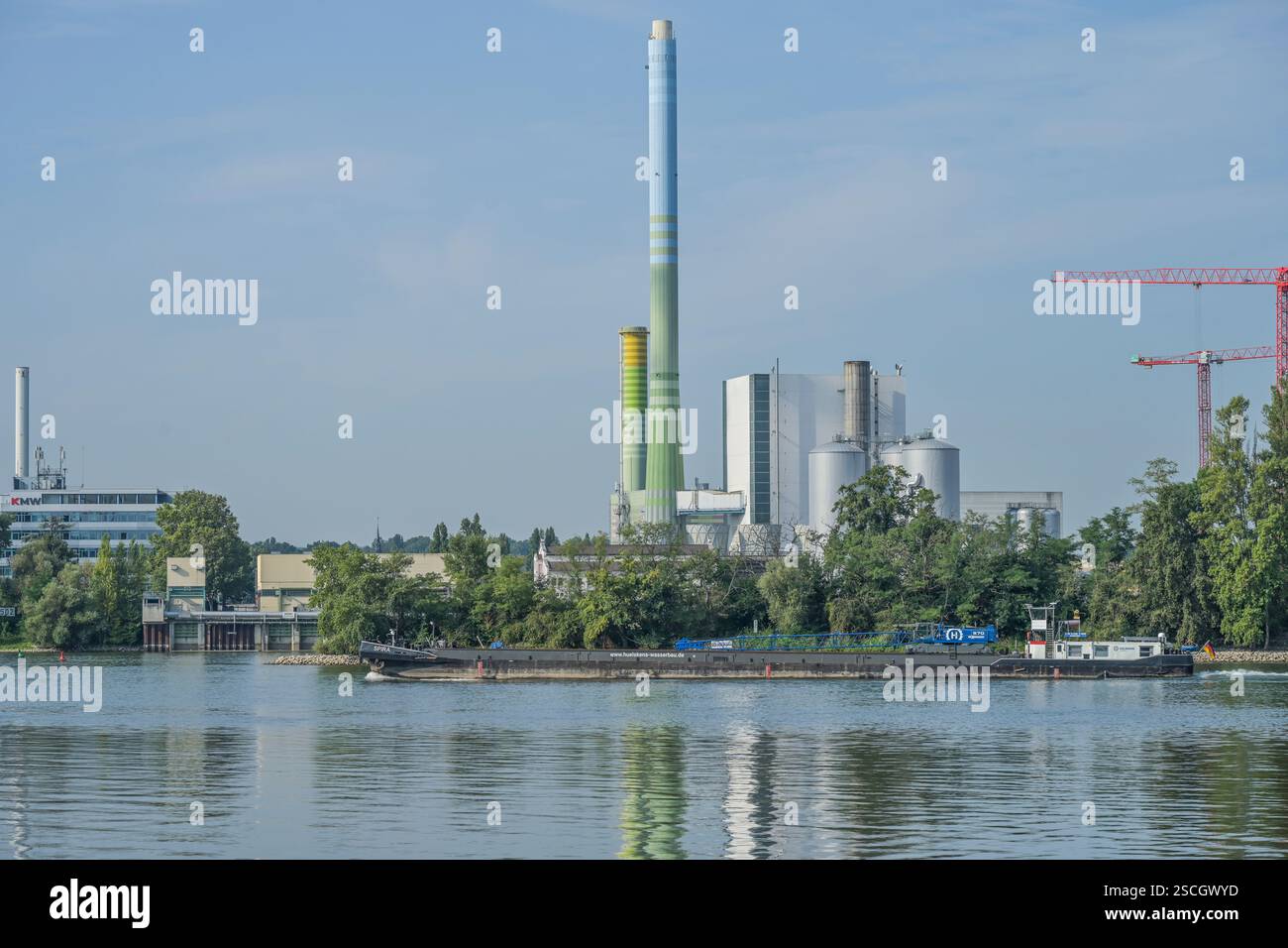 Kraftwerke Mainz-Wiesbaden KMW, Komplex auf der Ingelheimer Aue, Mainz, Rheinland-Pfalz, Deutschland Stock Photo