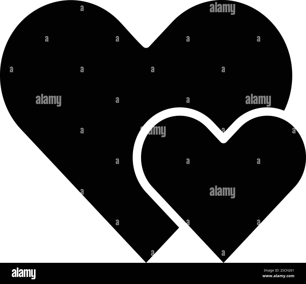 Heart logo two hearts Black and White Stock Photos & Images - Alamy