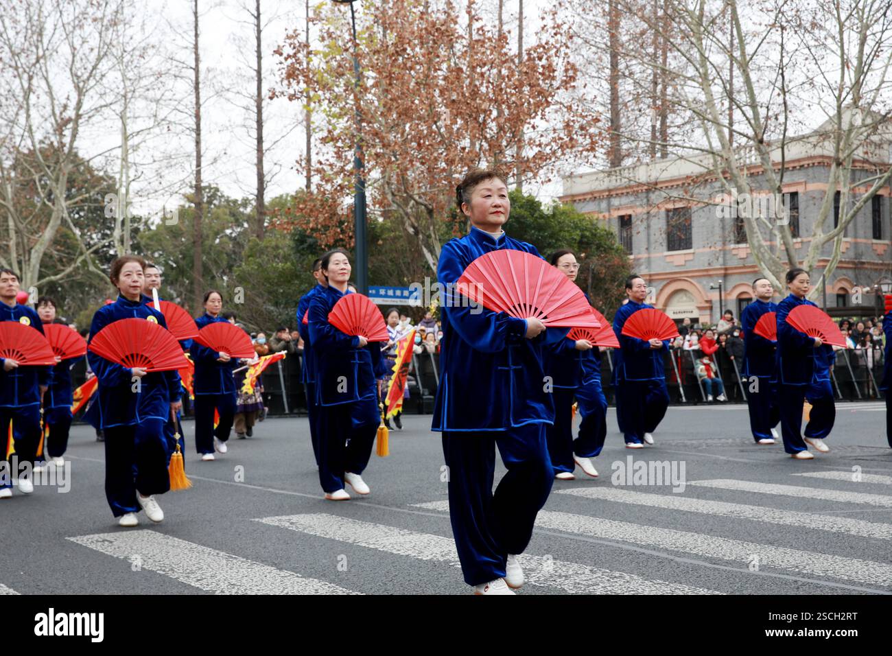 Folk artists perform to celebrate the Spring Festival in Nantong City