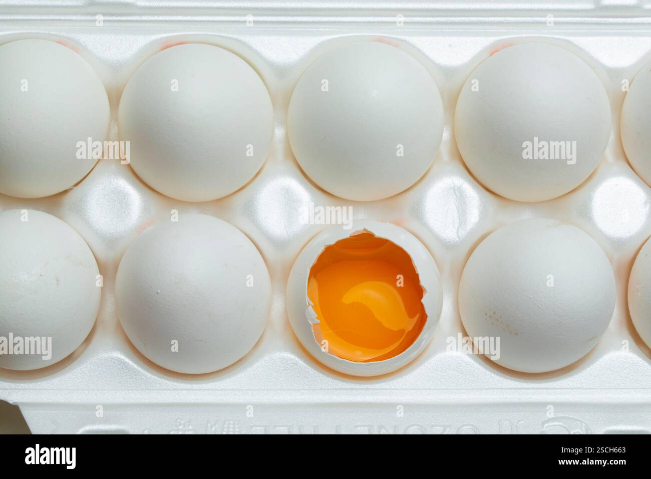 Chicken eggs in the cassette box on a white background Stock Photo - Alamy
