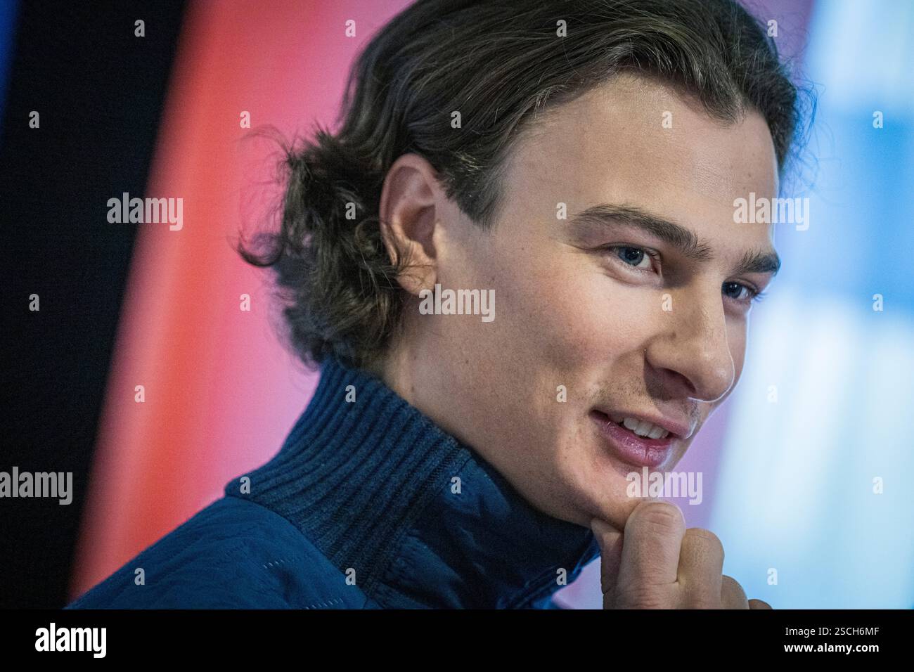 Max Novak Swedish racer with Czech roots Max Novak attends a media meeting before ...