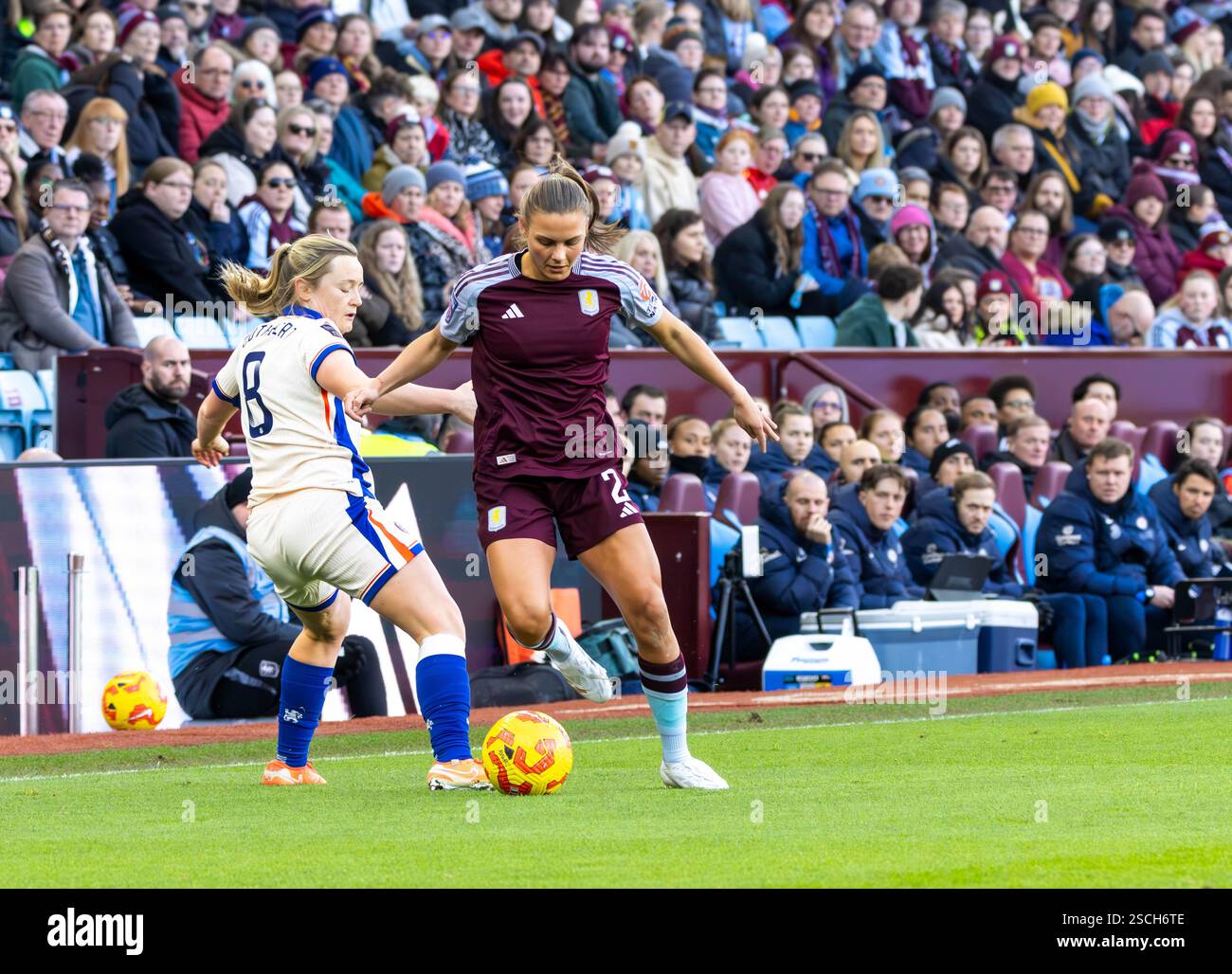 Erin Cuthbert (8) and Sarah Mayling (2) in action during Barcleys FA ...