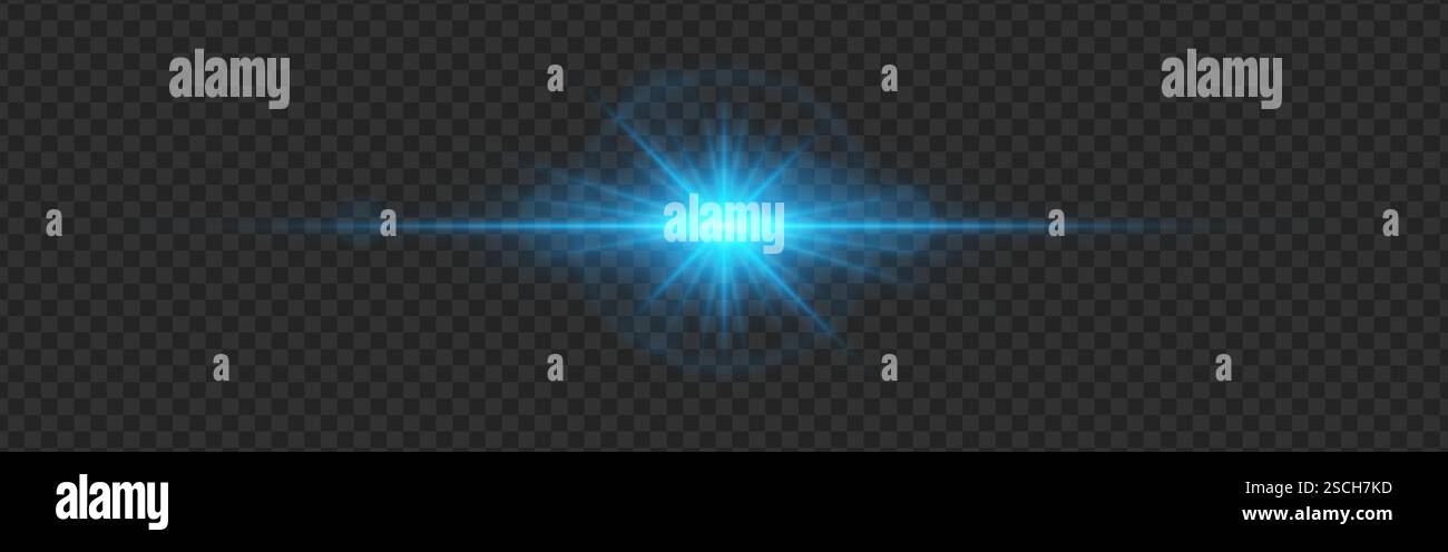 Blue light flare with a radiant glow and lens reflections on a ...