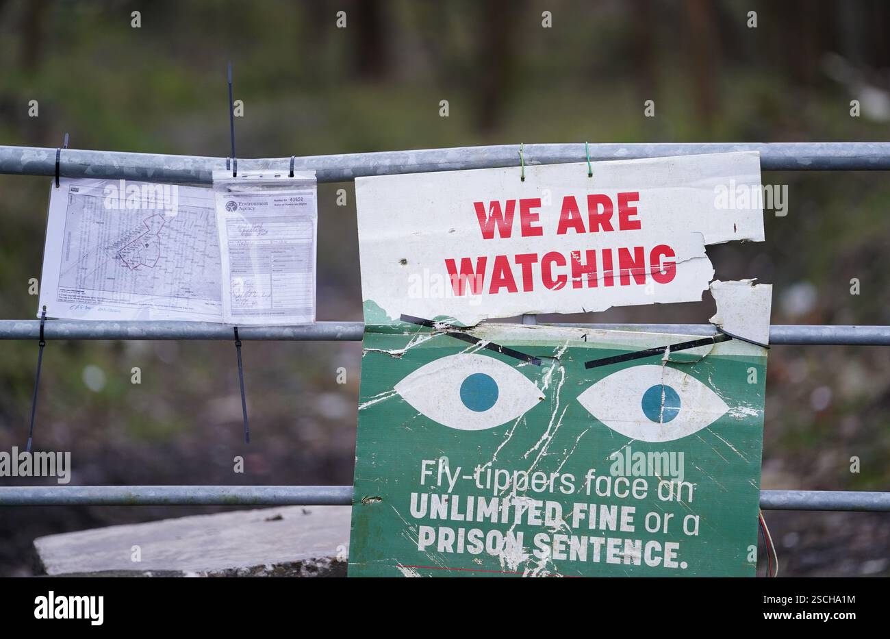 A view of the gateway in to Hoads Wood in Ashford, Kent, where ...