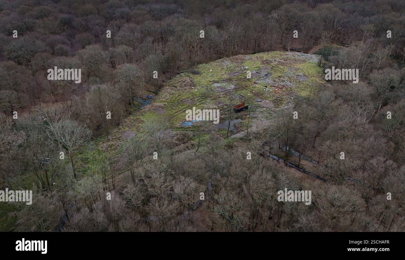A view of thousands of tonnes of illegal waste dumped within Hoads Wood ...