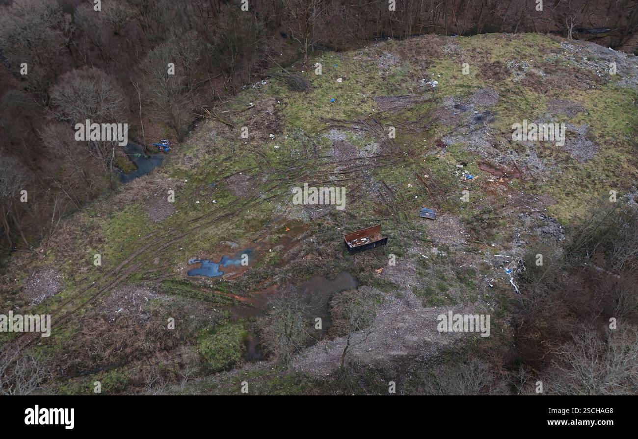 A view of thousands of tonnes of illegal waste dumped within Hoads Wood ...