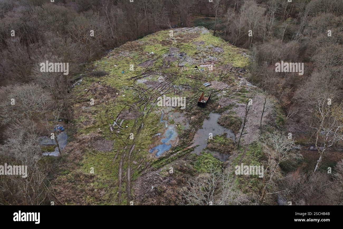 A view of thousands of tonnes of illegal waste dumped within Hoads Wood ...