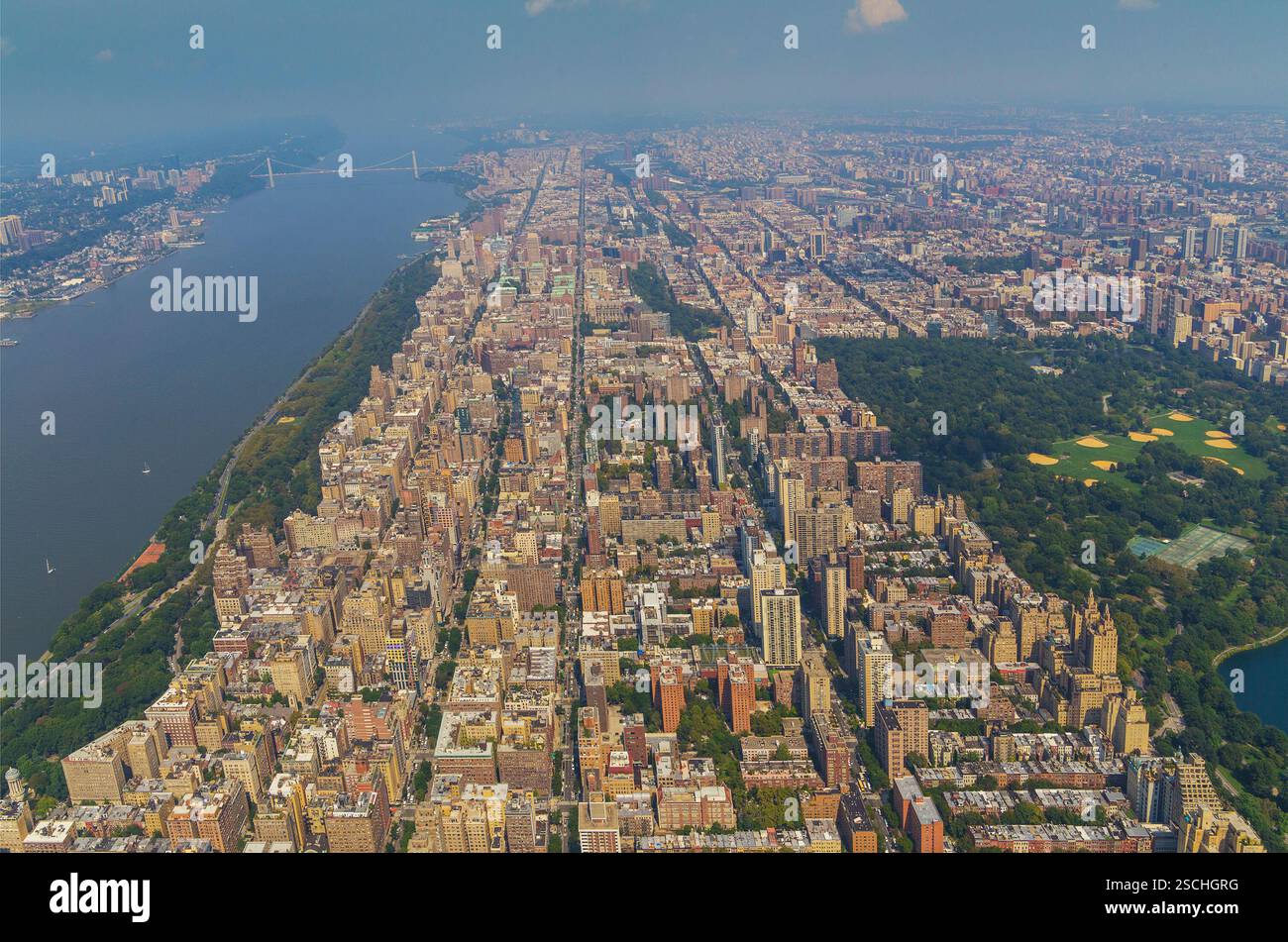 Helicopter aerial view of New York City Stock Photo - Alamy