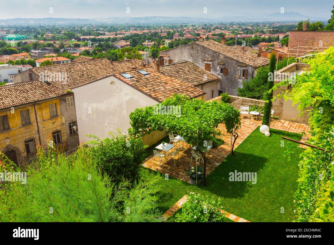Venice Italy Rural VENICE, ITALY - JUNE 27: Landscape with roofs of houses in small tuscan ...