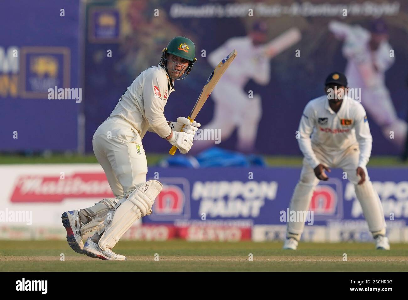 Australia's Alex Carey plays a shot during day two of the second test ...